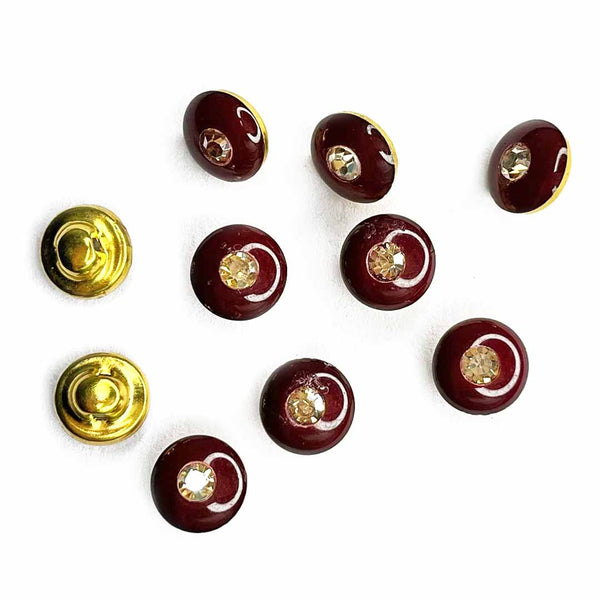 Wine Color Round Fancy Buttons Set Of 10 | Round Fancy Buttons Set Of 10 | Round Fancy Buttons | Adikala | Fancy Button | Buttons | Art Craft | Decoration | Festivals | Jewellery Making | Jewellery | Project | Diy | Essentials | Craft Shop India