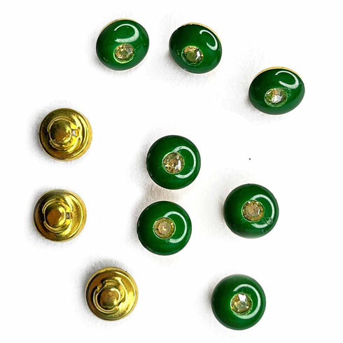 Green Color Round Fancy Buttons Set Of 10