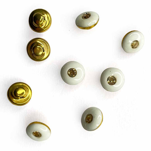 White Color Round Fancy Buttons Set Of 10