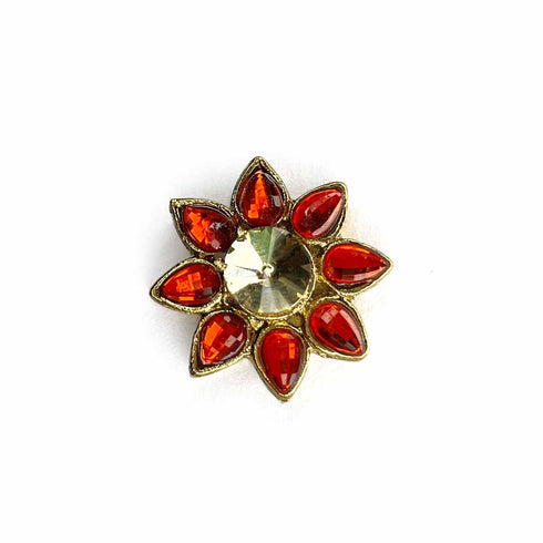 Red Color Flower Shape Fancy Buttons Set Of 5