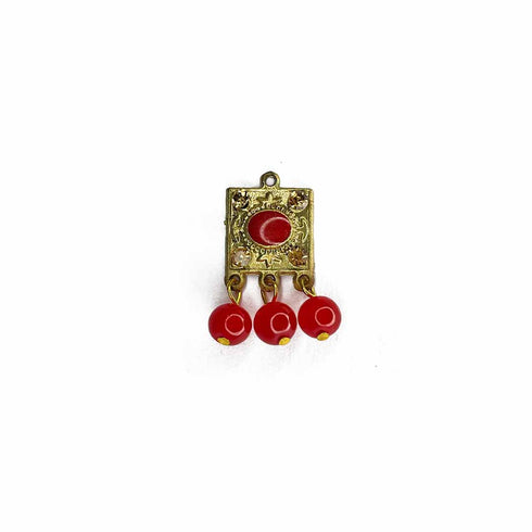 Red Color Hanging Style Square Fancy Buttons Set Of 10