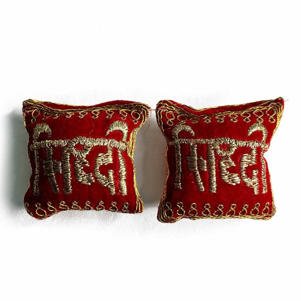 Velvet Red Color Riddhi Siddhi Pair Cushions | Riddhi Siddhi Pair Cushions | Velvet Red Color | Pair Cushions | Craft Shop India