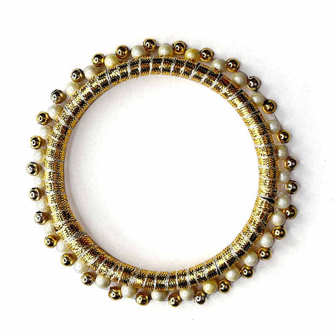 3 Inches Golden Color Gota & Beads Ring Set Of 10
