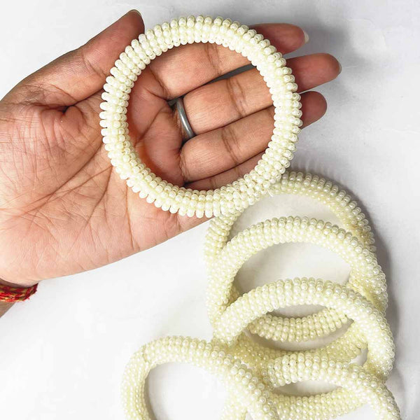 White Color Beaded Rings Set Of 6 | White Color | Beaded Rings | Craft Shop india