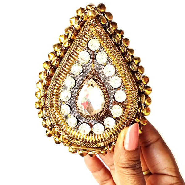 Tilak Shape | Antique Gold | Finish Handcrafted Box | Stonework | Ghungroo | Craft Shop India