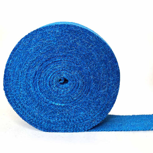 Blue Color Natural Burlap Fabric Jute Roll Ribbon 5mtrs