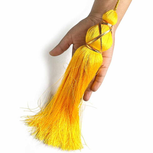 10 Inch Yellow Color Matka Tassel Set Of 4