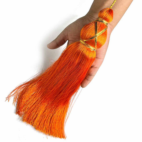 10 Inch Orange Color Matka Tassel Set Of 4