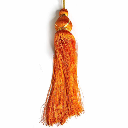 10 Inch Orange Color Matka Tassel Set Of 4