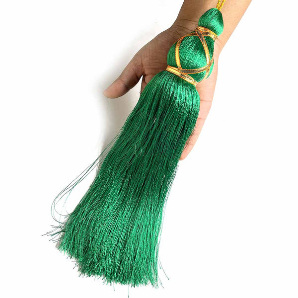 10 Inch Green Color Matka Tassel Set Of 4 | Tassels | Katdana | Hanging Tassels | Matka Tassels | Art Craft | Craft Store | Craft Shop India | Shop india | Indian Craft Store | india craft shop