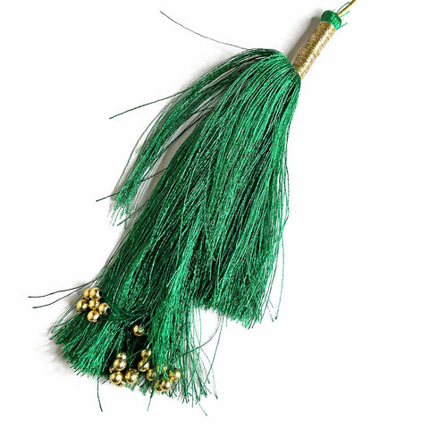 Big Size Green Color & Golden Beads Hanging/Tassels Pack Of 6
