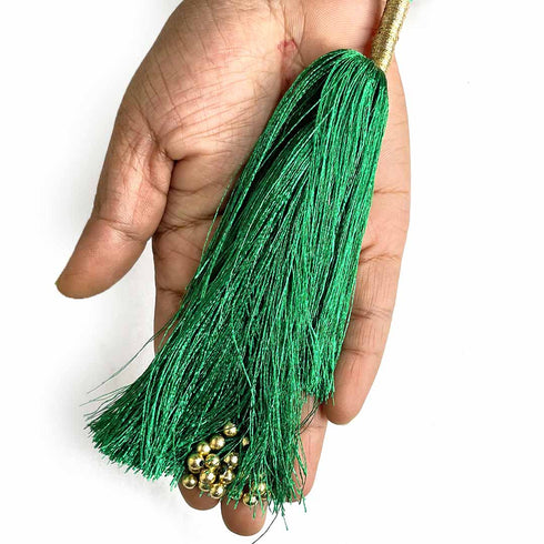 Big Size Green Color & Golden Beads Hanging/Tassels Pack Of 6