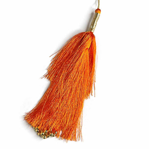 Big Size Orange Color & Golden Beads Hanging/Tassels Pack Of 6
