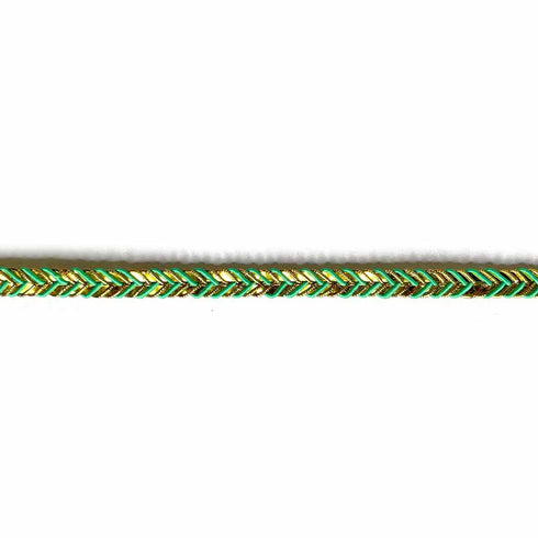 Sea Green & Golden Color Braided Lace - ( 5mtr )