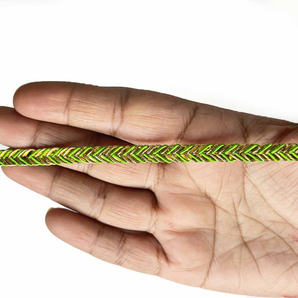 Green & Golden Color Braided Lace - ( 5mtr ) | Green & Golden Color Braided Lace | Golden Color Braided Lace | Green Color Braided Lace | Craft Store | Art Craft | Decoration | Laces Collection | Border Collection | Craft Making | craft shop india | india craft shop | craft
