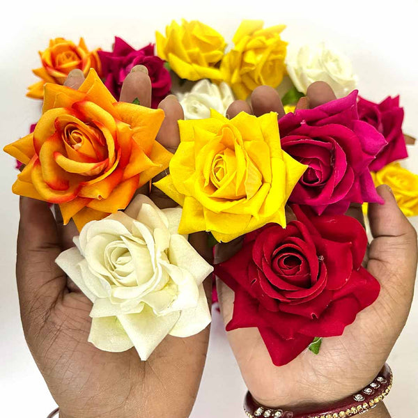 Multi Color Artificial Rose Flower Set Of 6 | Multi Color Flower | Flower Set of 6 | Craft Shop India | Craft Store | Art Craft | Decoration | Festivals | Shadi | Wedding | wooden Color Flower | Rose Flower | Yellow Artificial Flower | Pink Artificial Flower | White color Flower | Orange Flower | craft shop india