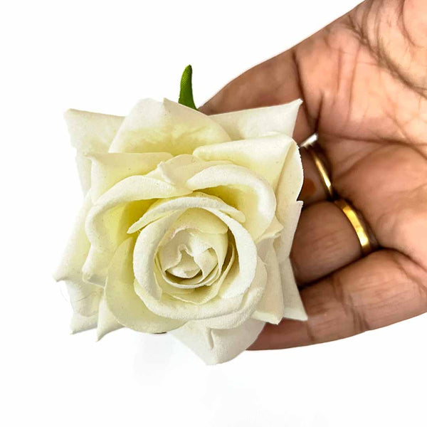 White Color Artificial Rose Flower Set Of 6 | Artificial Rose Flower | Flower Set Of 6 | Craft Shop India | Craft Store | Art Craft | Decoration | Festivals | Shadi | Wedding | White Color Flower | Rose Flower