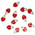 Red Color Heart Shape Metal Charms Set Of 6