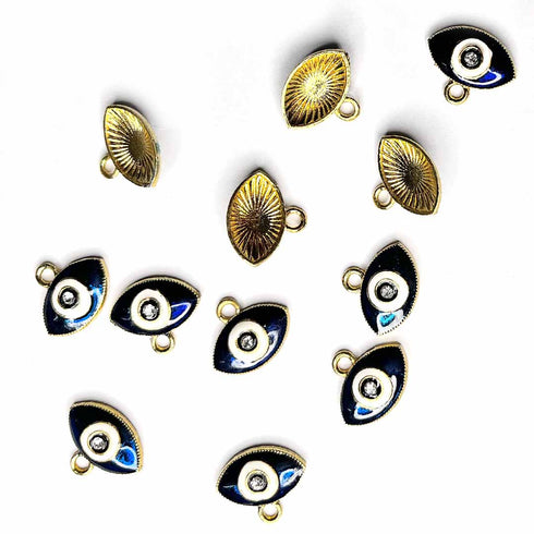 Dark Blue Color With Stone Evil Eye Top Whole Metal Charms Set Of 6