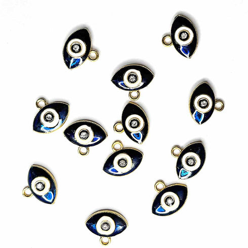 Dark Blue Color With Stone Evil Eye Top Whole Metal Charms Set Of 6