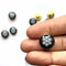 Black Color With White Beads Flower Round Shape Fancy Buttons Set Of 10
