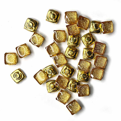Golden Color Square Shape Fancy Buttons Set Of 10