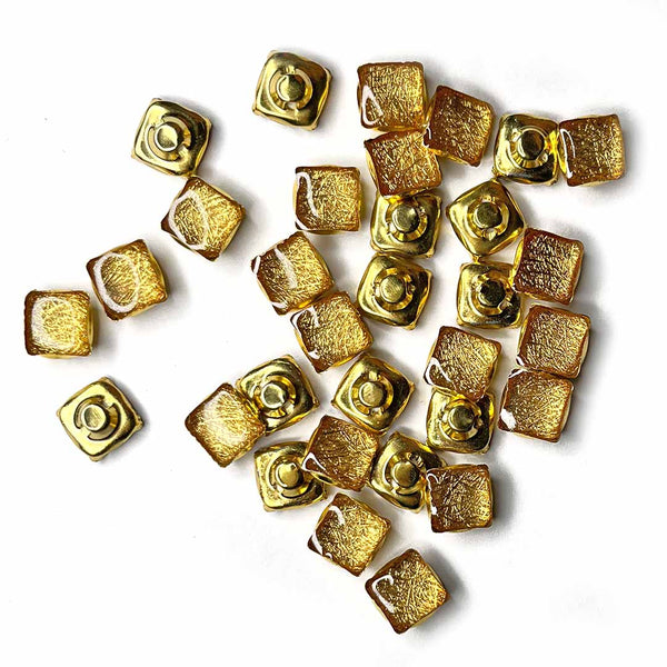 Golden Color Square Shape Fancy Buttons Set Of 10 | Golden Color Square Button | Square Shape Button | Fancy Button | Decoration | Jewellery Making | Art Craft | Craft | craft shop india | india craft shop