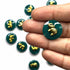 Dark Green Color Round Shape Acrylic Button With Metal Elephant Set Of 10