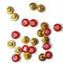 Red Color With White Beads Flower Round Shape Fancy Buttons Set Of 10