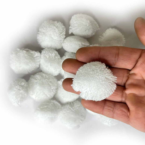 White Color Big Size Pom Pom Pack Of 25