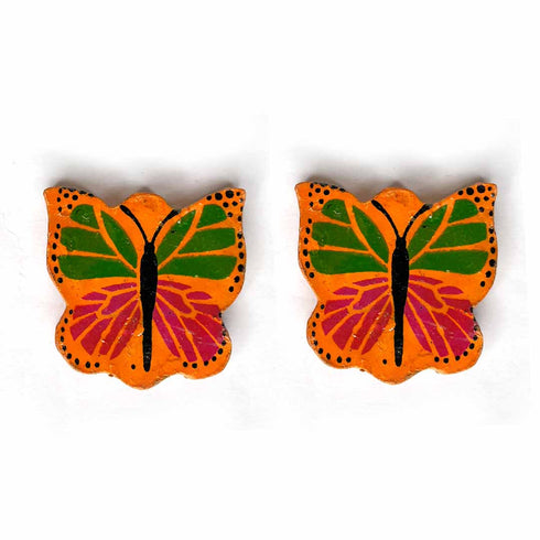 Orange Color Wooden Butterfly