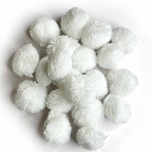 White Color Big Size Pom Pom Pack Of 25