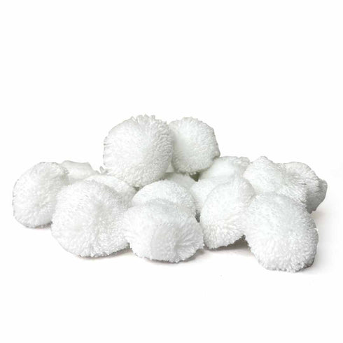 White Color Big Size Pom Pom Pack Of 25