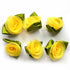 Yellow Color Organza Rose Flower With Leaves Set Of 10