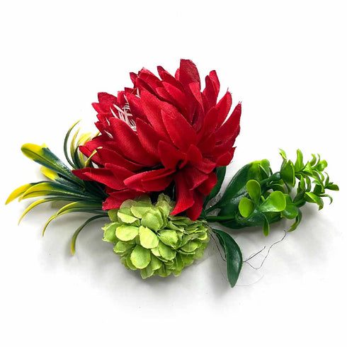 Red & Green Color Artificial Flower Bunch Set of 2