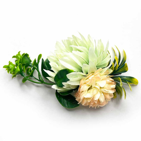 Light Green & Cream Color Artificial Flower Bunch Set of 2