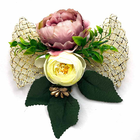 Light Yellow & Onion Color Peony Artificial Flower Bunch Set of 2