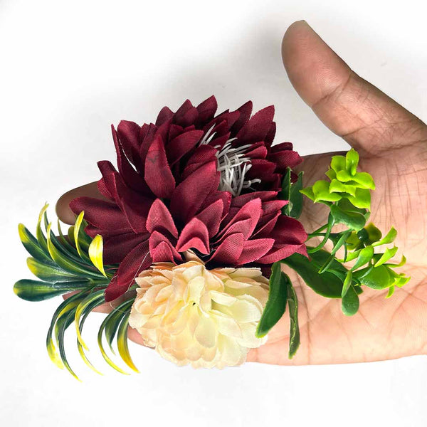 Maroon & Cream Color Artificial Flower Bunch Set of 2 | Cream Color Artificial Flower | Maroon Color Artificial Flower | Craft Shop India | Craft Store | Art Craft | Decoration | Festivals | Shadi | Wedding | wooden Color Flower | Rose Flower | craft shop india