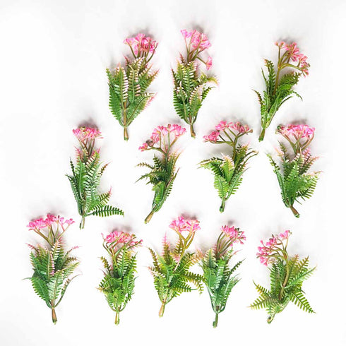 Green & Pink Color Leaf Bunch Set Of 12