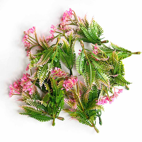 Green & Pink Color Leaf Bunch Set Of 12