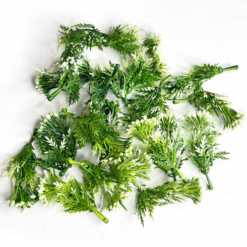 Green & White Color Leaf Bunch Set Of 12