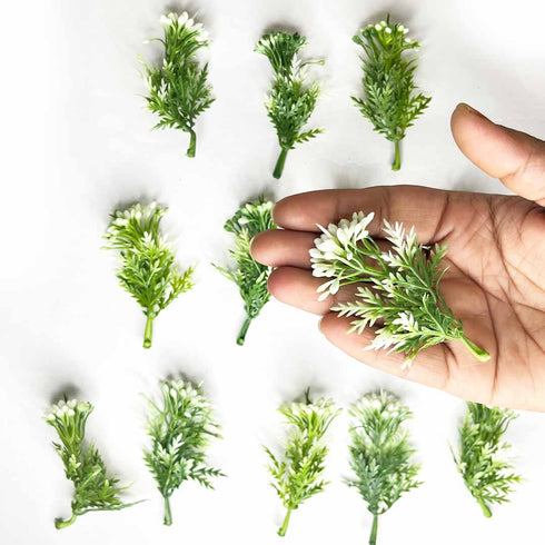 Green & White Color Leaf Bunch Set Of 12