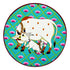 Firozi Pichwai Cow & Calf With Lotus Mdf 6 IN