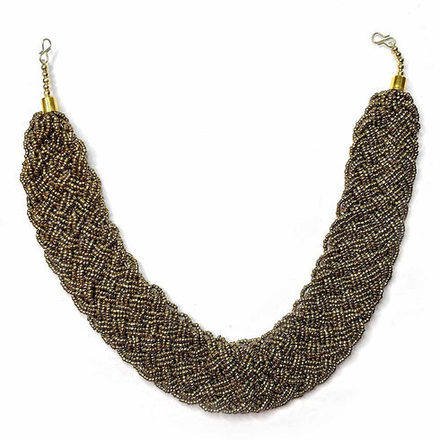 Metallic Golden Seed Beads Necklace
