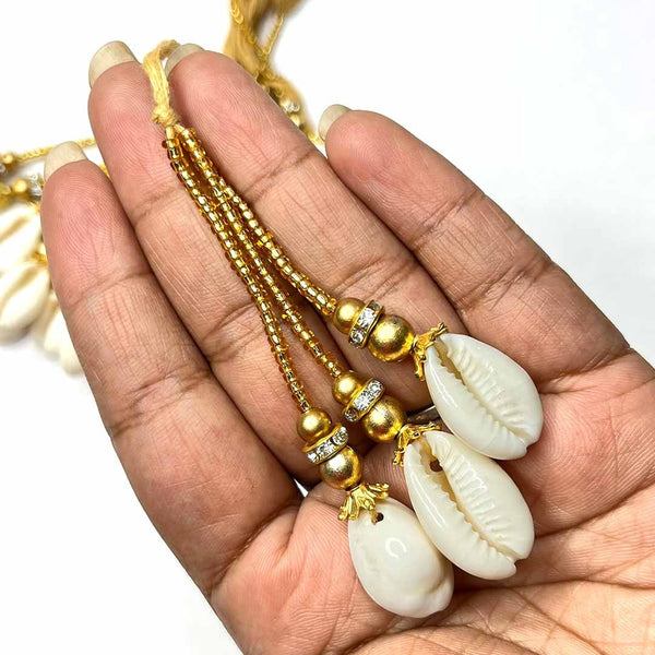 kaudi Shell tassels | Golden Beads tassels | Tassels Pack of 6 | Decoration Making | Craft Making | Pichwai Art | Pichwai Collection | latkan | Hanging Tassels | Craft Shop India