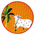 Orange Pichwai Cow With Banana Tree Mdf 6 INCH