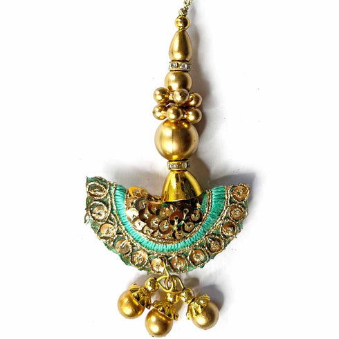 Sea Green Semi Circle Latkan Hanging Set Of 2