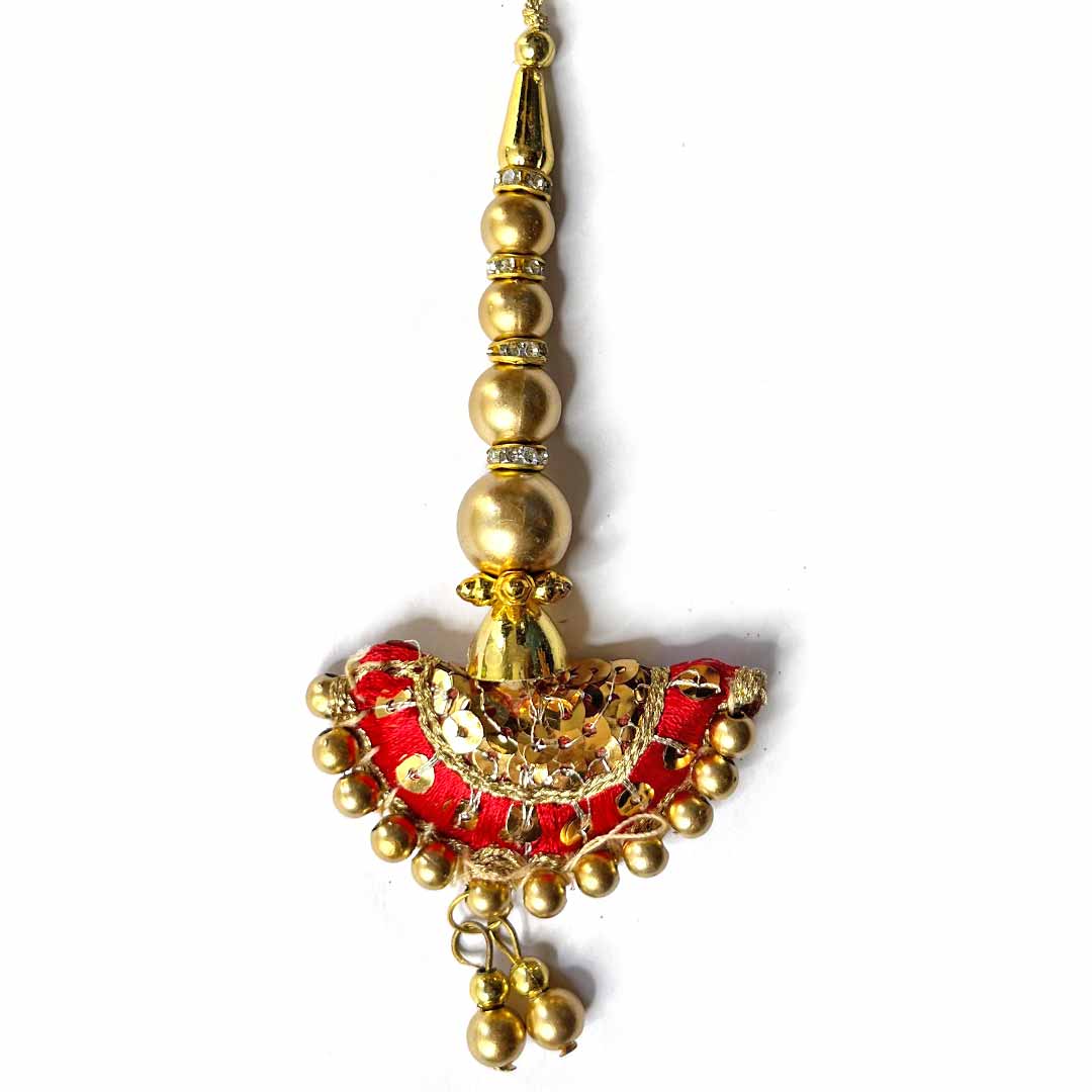 Golden Mirror Work Semi Circle Latkan with Coin Hanging Pair for Blouse, Lehenga & Dupatta Design 4 | Craft Shop India