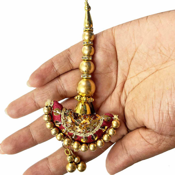 Maroon Semi Circle Latkan Hanging Set Of 2 | Maroon Semi Circle | Latkan | Hanging | Set of 2 | Craft | Art Craft | Craft Shop India