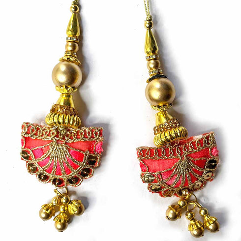 Pink Semi Circle Latkan Hanging Set Of 2